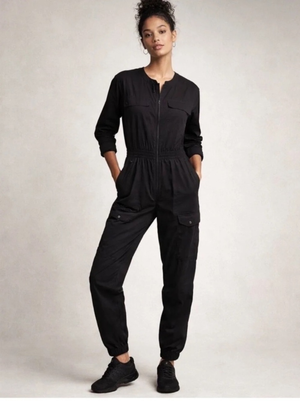 Athleta Celestial Utility Jumpsuit Black Size Medium Tall